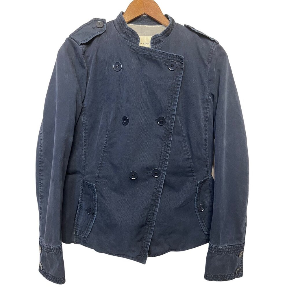 Banana Republic Double-Breasted Cotton Blend Jacket Size 6 Blue Denim